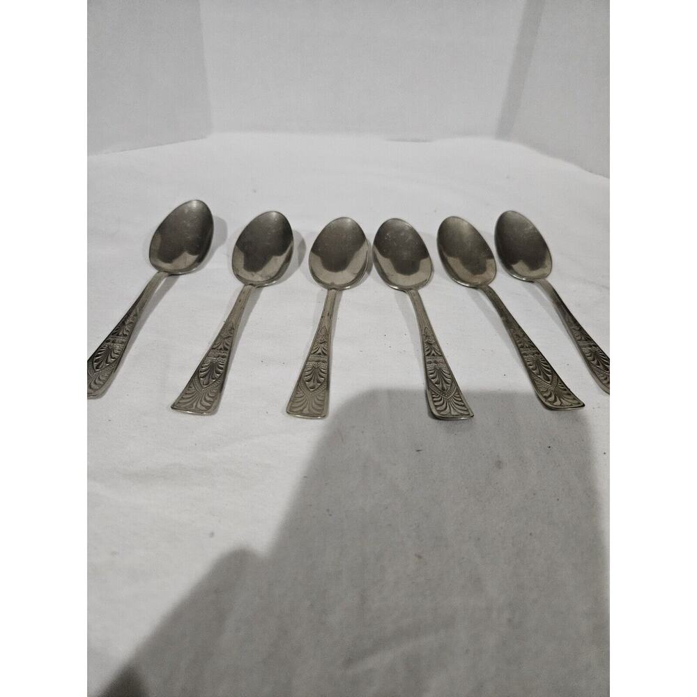 Vintage 6 Silver Metal Spoons